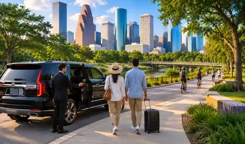 Luxury chauffeur transportation to Houston parks, trails, and outdoor attractions with convenient private travel.